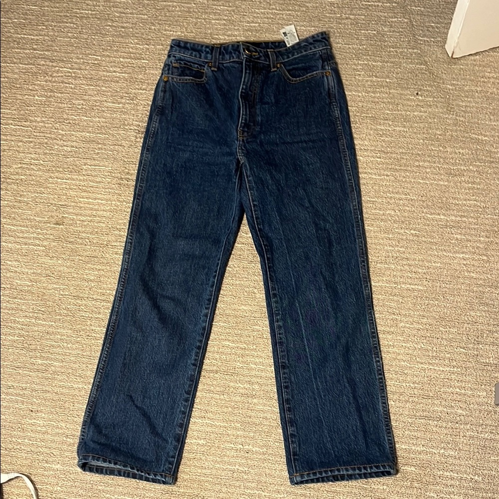 KHAITE Relaxed Straight-Leg Jeans in Deep Indigo